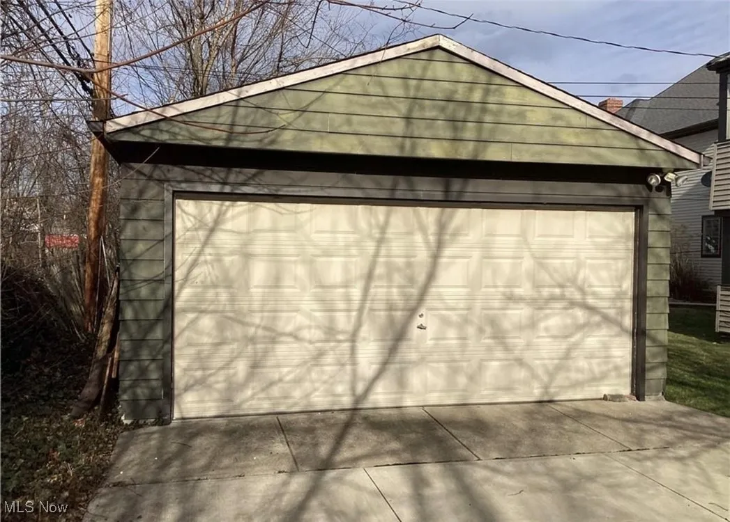 View of detached garage