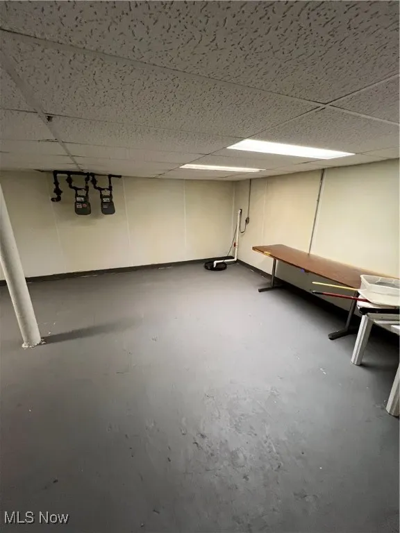 Below grade area with a drop ceiling