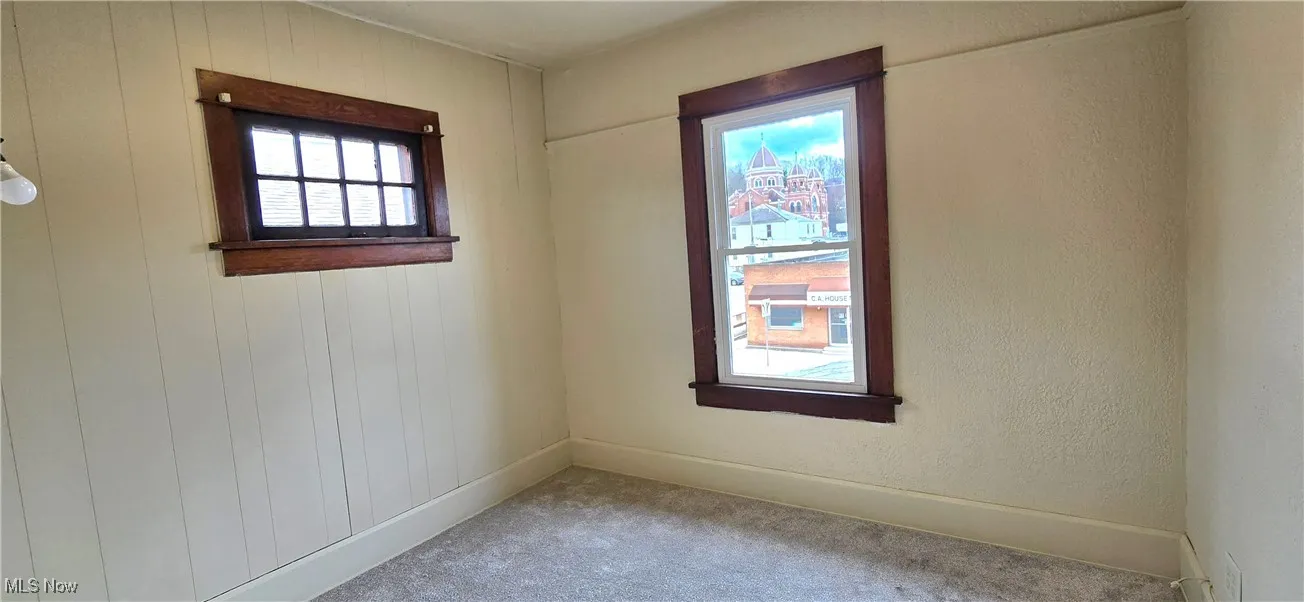 Unfurnished room featuring baseboards and carpet flooring