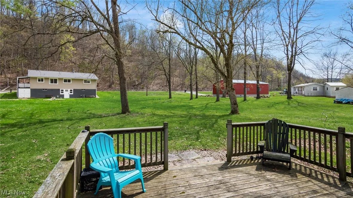Wooden deck with a yard