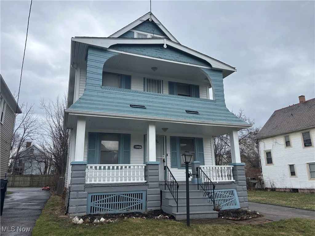 View of front of home featuring covered porch