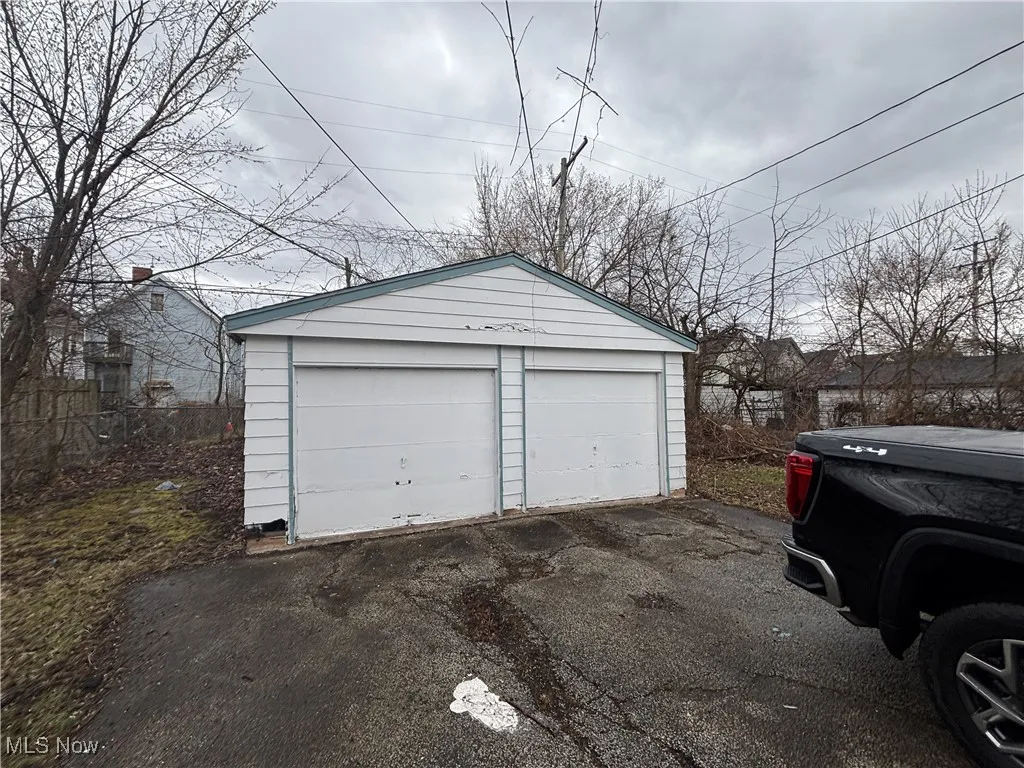 View of detached garage
