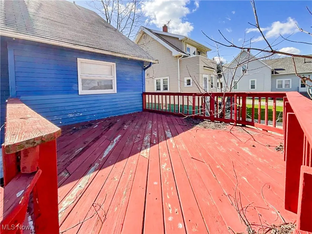 Wooden terrace with a residential view