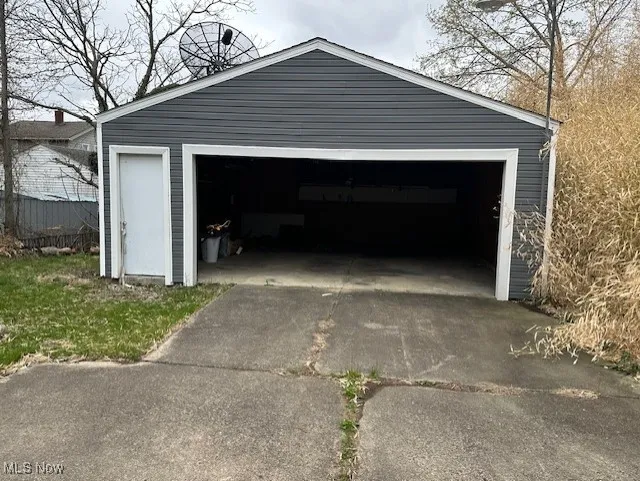 View of detached garage