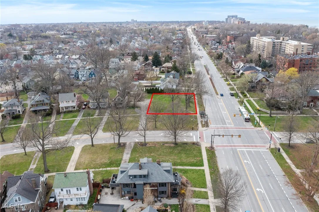 Bird's eye view with a residential view