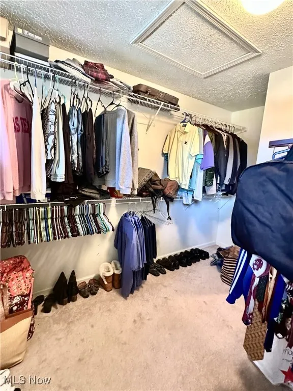 A large walk-in closet in the primary bedroom