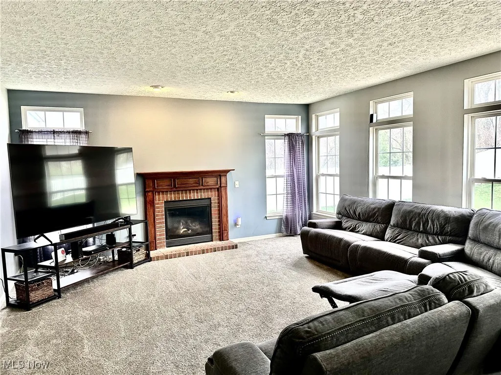 Great room with gas burning fireplace and great views