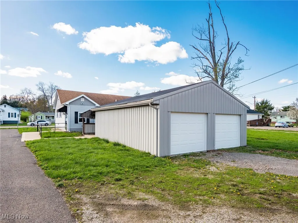 View of detached garage
