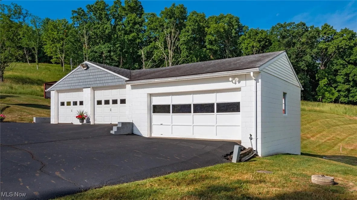 View of detached garage