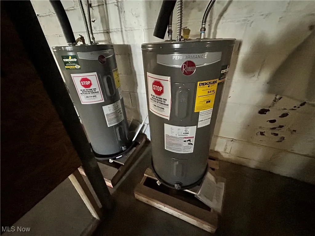 Utility room with electric water heater