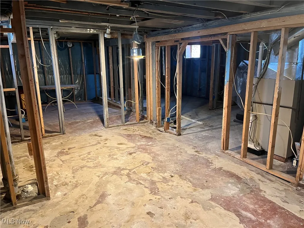Basement with heating unit