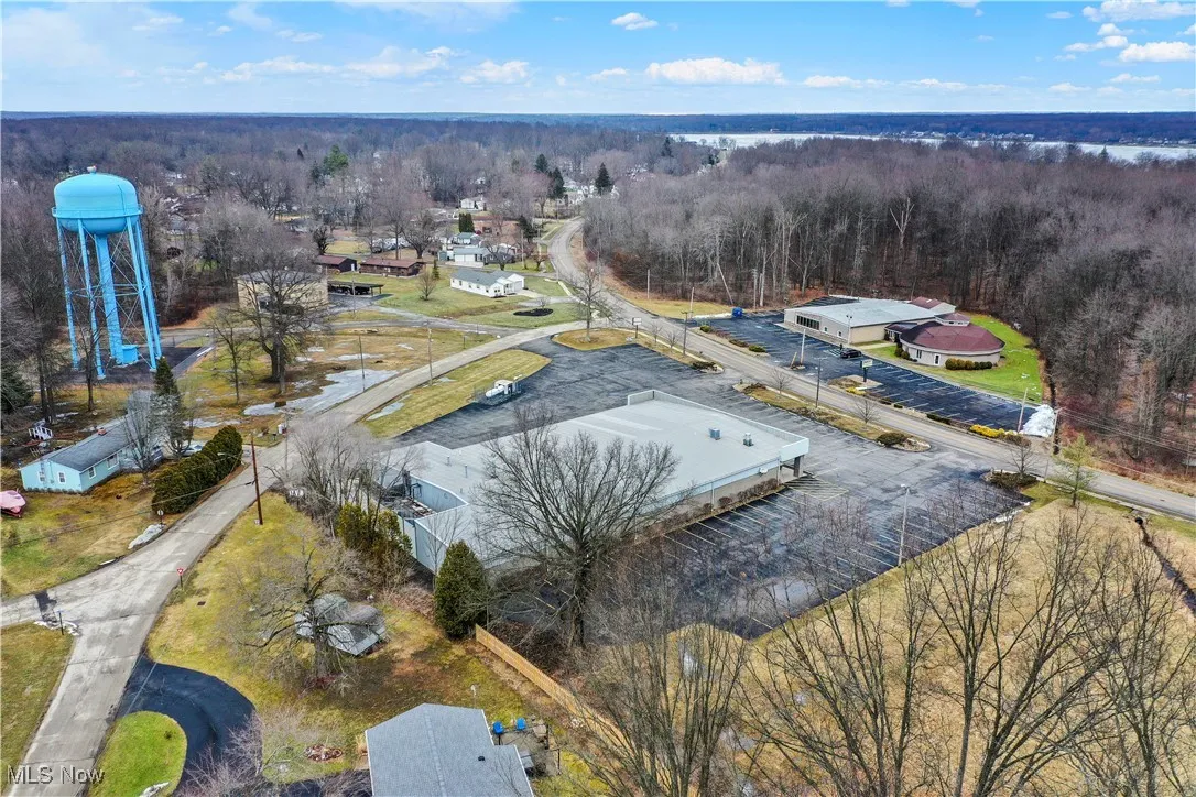 Aerial view with a wooded view