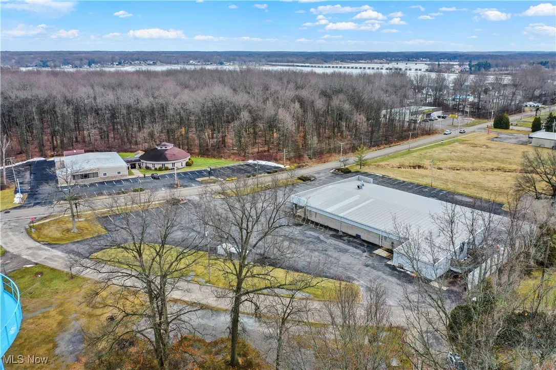 Aerial view with a wooded view