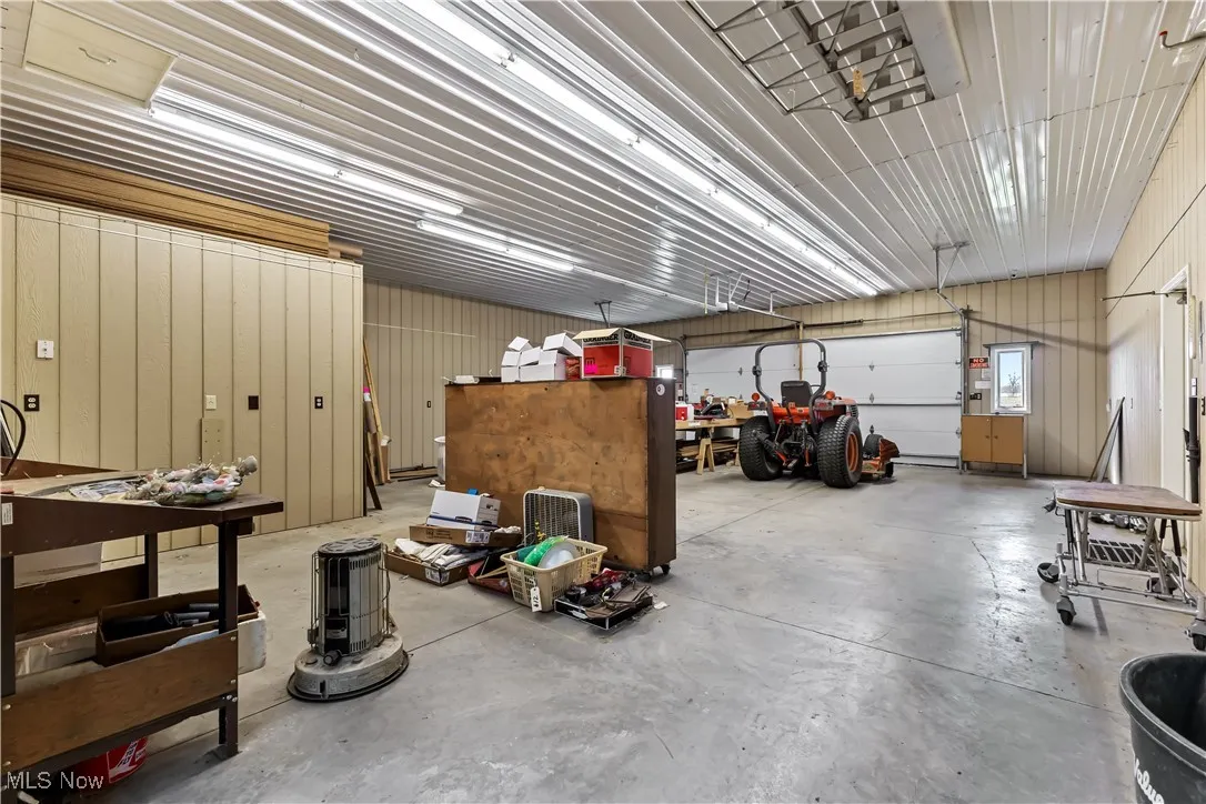 Garage with a workshop area