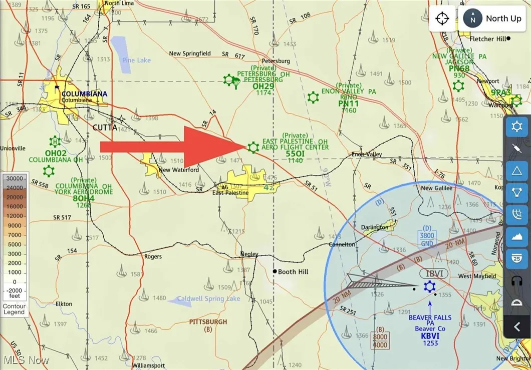 Airport Identifier (55OI) - Located in the Northwest of KPIT's Class B- 30 NM Ring, and Northwest of KBVI's Class D Airspace, this property is close to aircraft and fuel services.