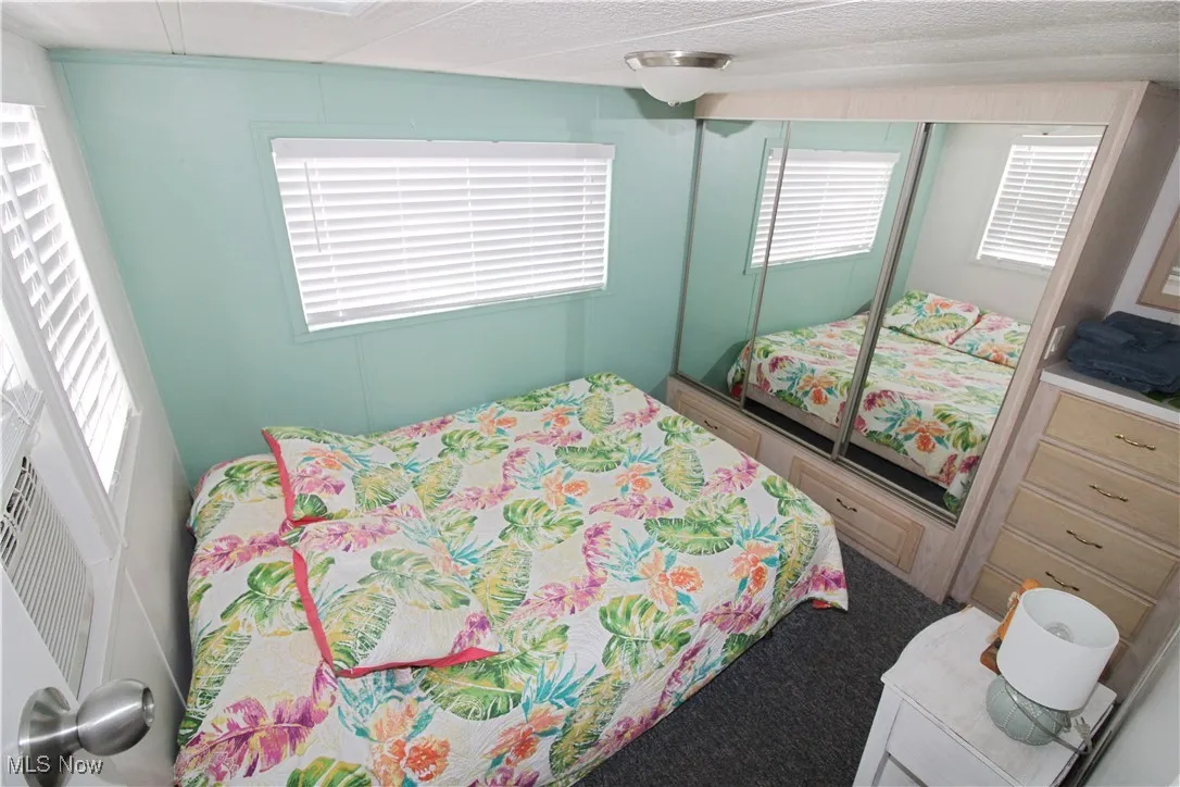 Bedroom with carpet and a closet