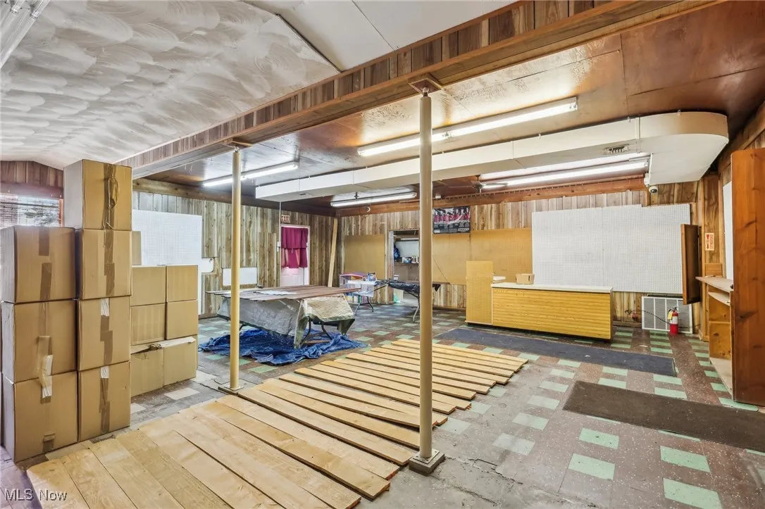 Showroom with wooden walls