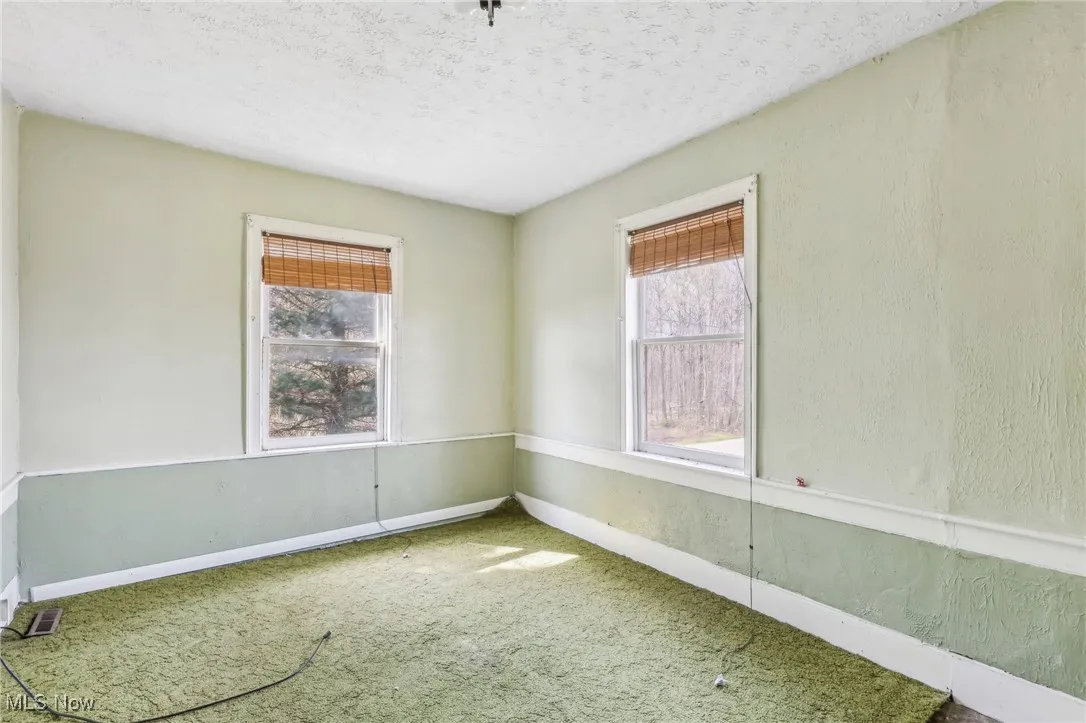 Spare room featuring visible vents, carpet flooring, baseboards, and a healthy amount of sunlight
