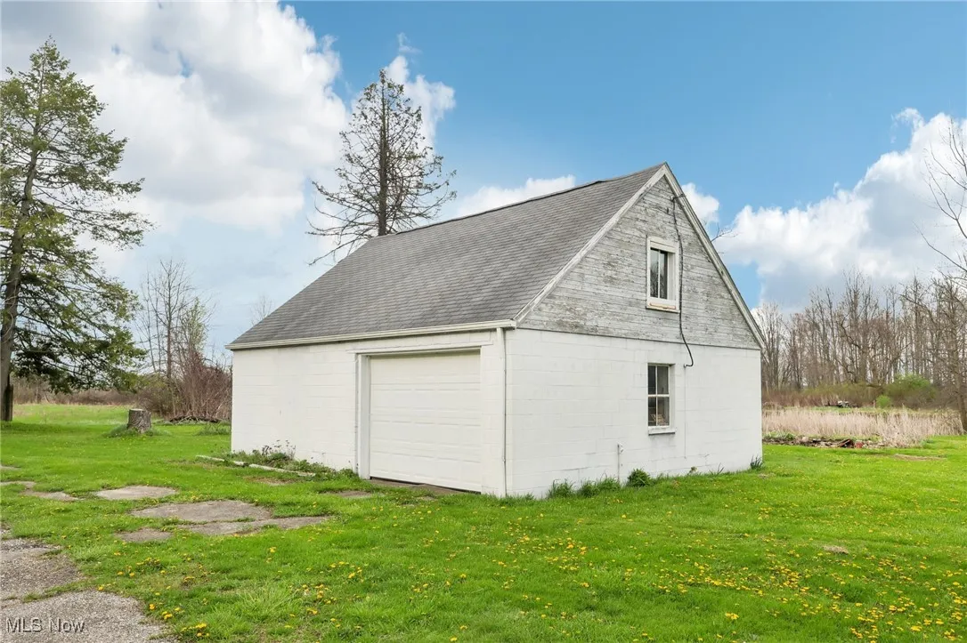 View of detached garage