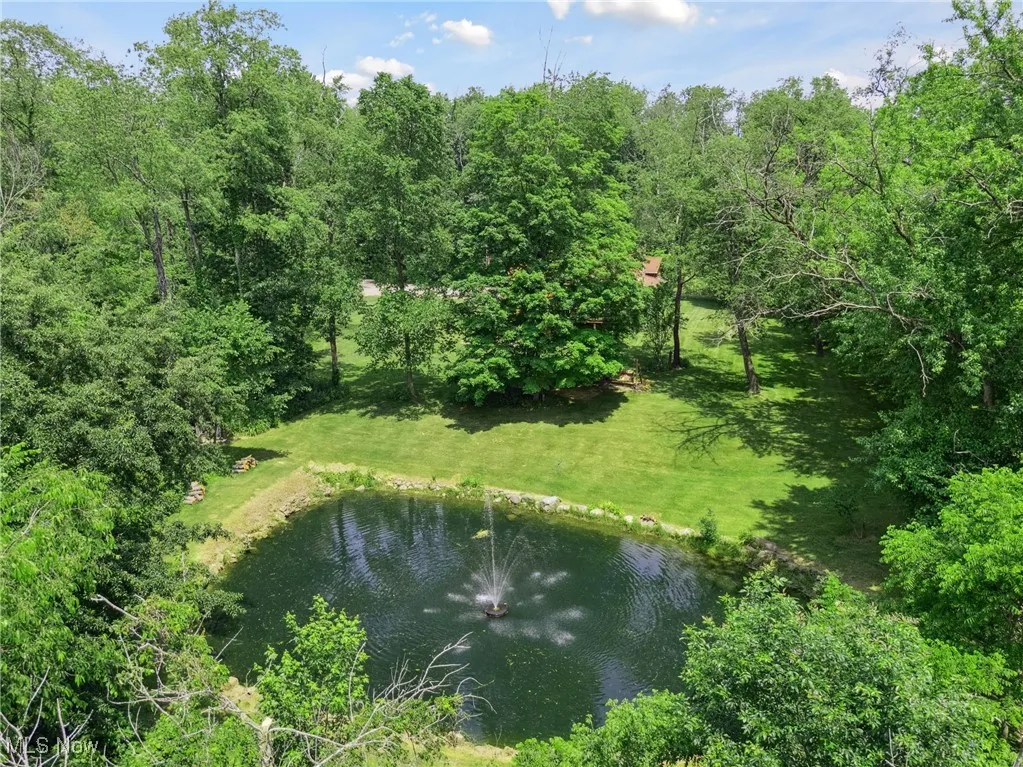 Bird's eye view of a nearby body of water