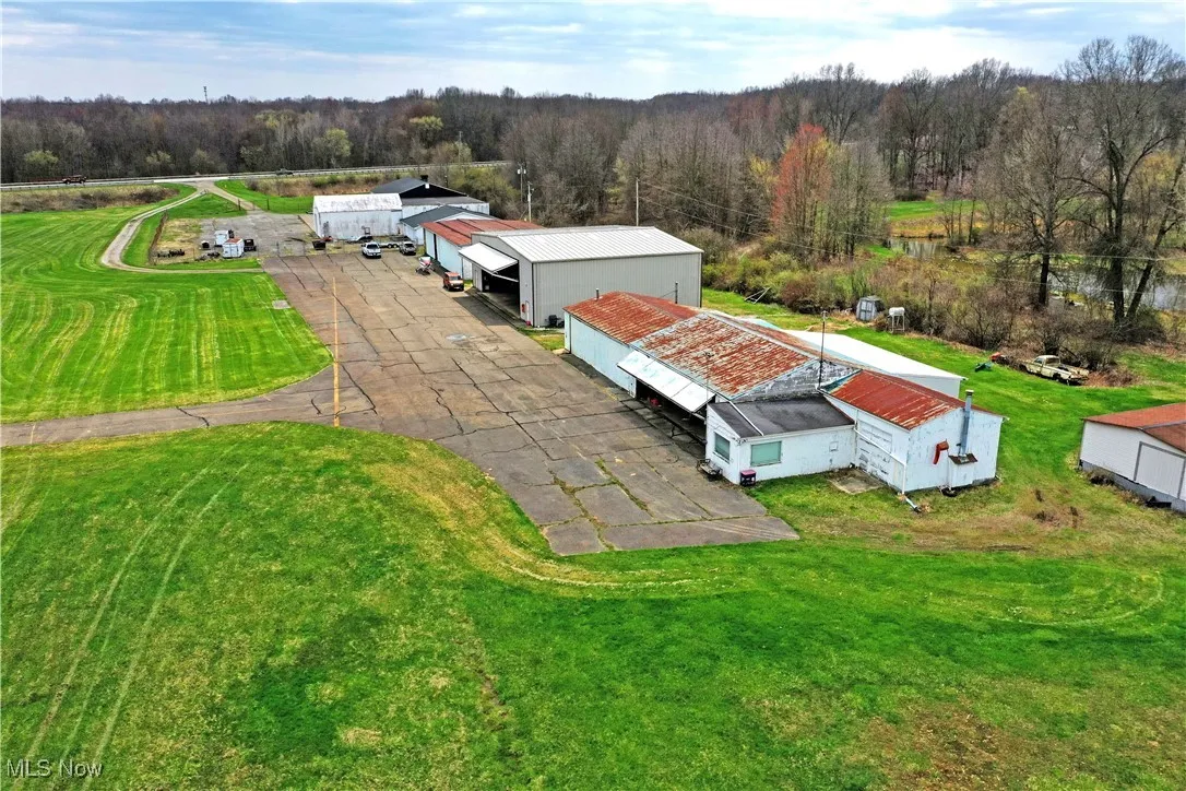 Aerial view with a wooded view