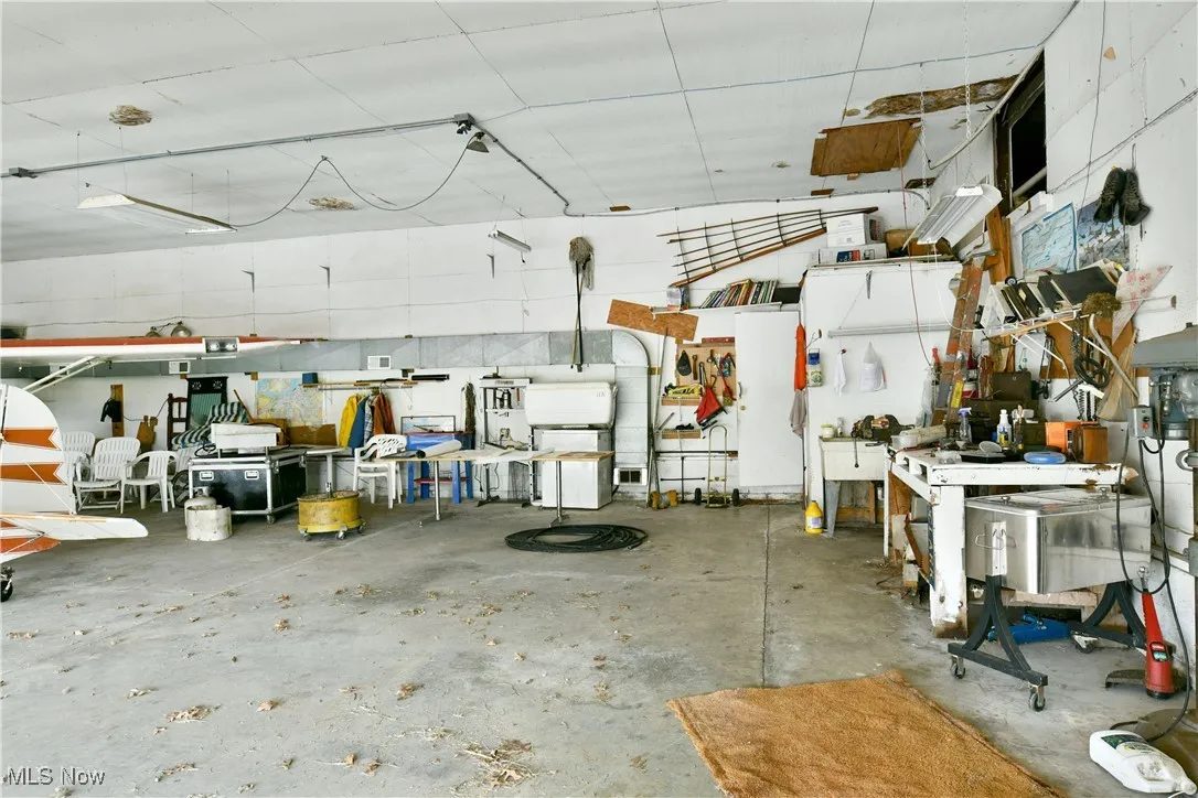 Garage with a workshop area