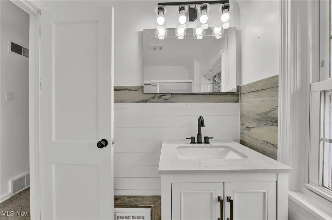 Bathroom with visible vents and vanity