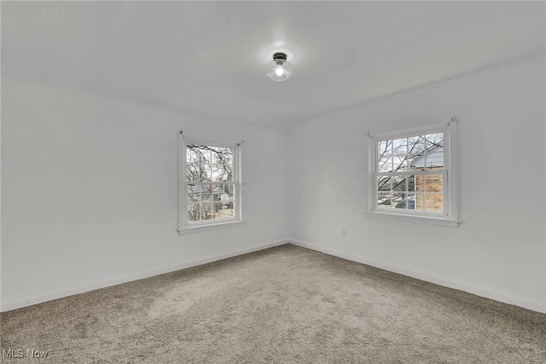 Spare room featuring baseboards, a wealth of natural light, and carpet