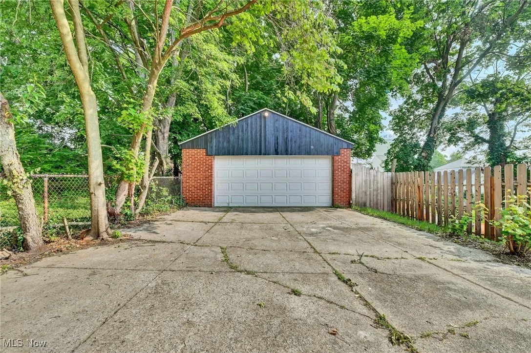 View of detached garage