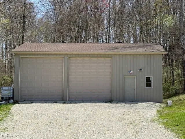 View of detached garage