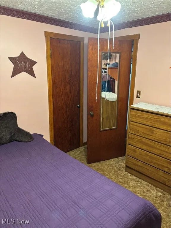 Bedroom with carpet floors