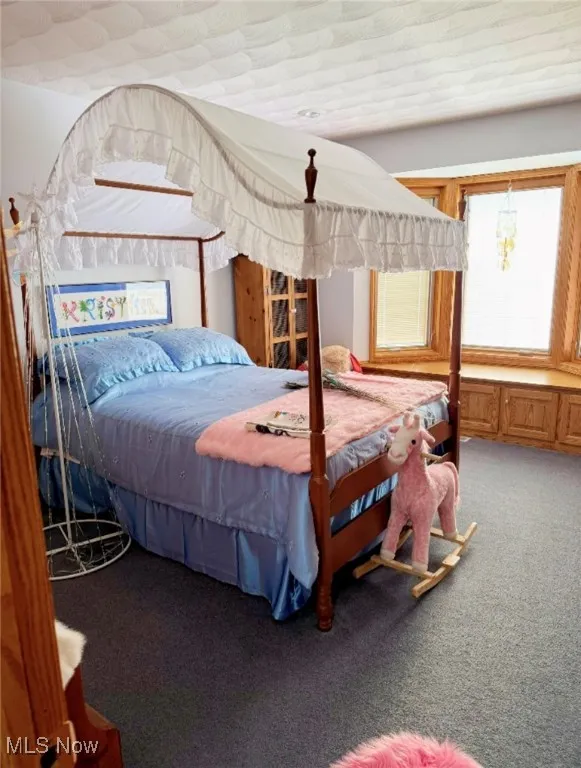 Bedroom with carpet flooring