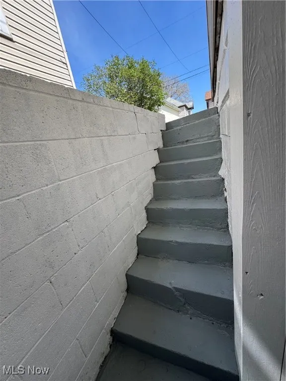 View of exterior stairs from basement walkout