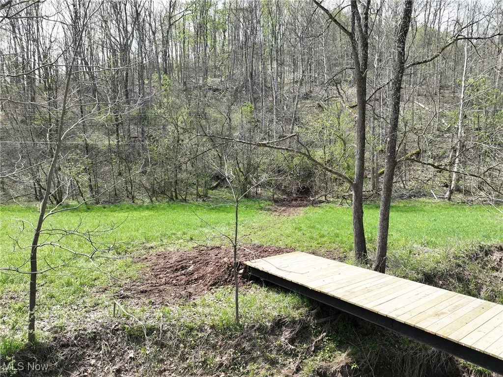 View of yard featuring a view of trees