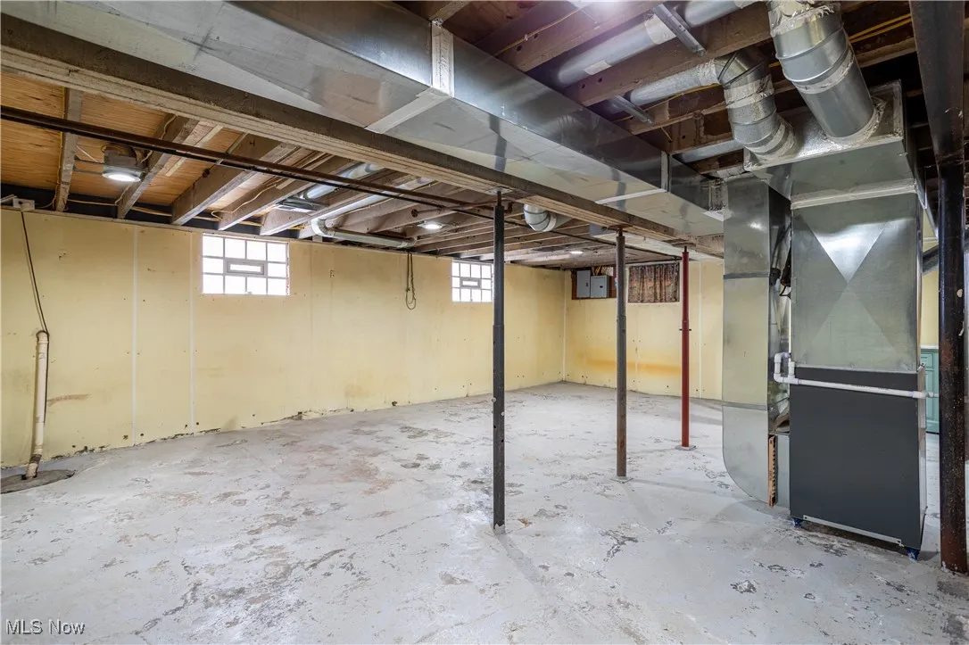 Basement with heating unit