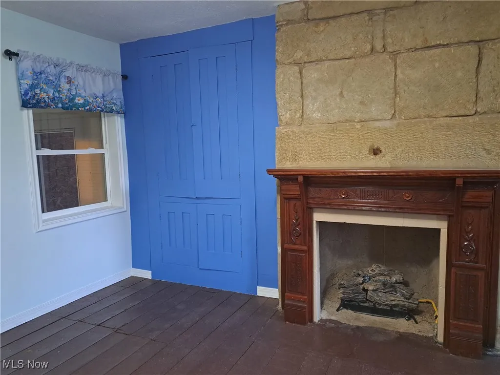 Dining Room with gas fireplace and built-in hutches