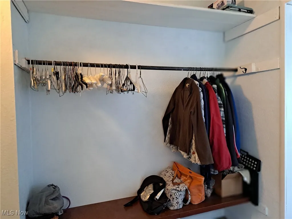 Walk-through closet in master bedroom