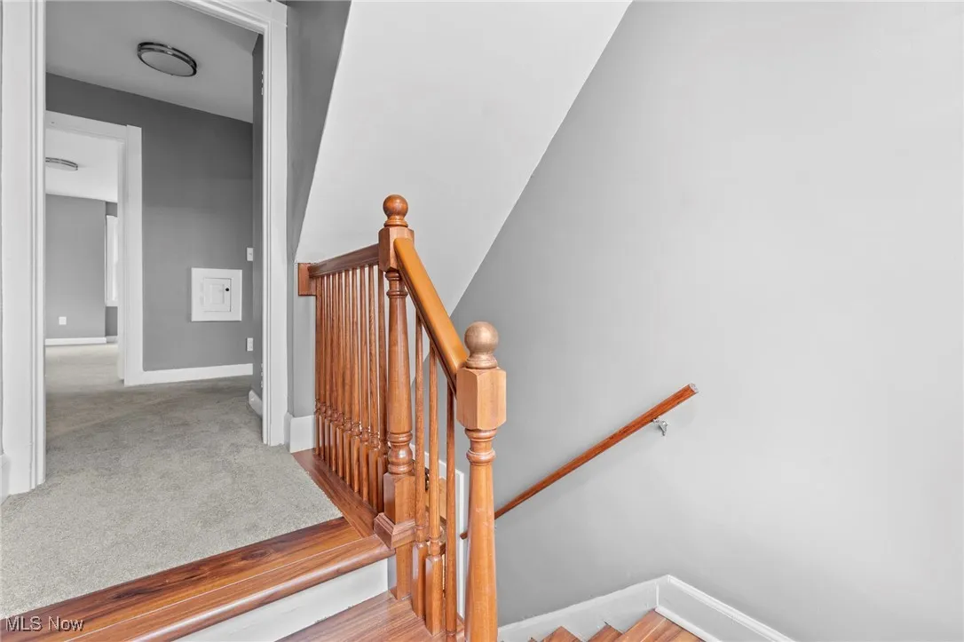 Staircase with carpet flooring
