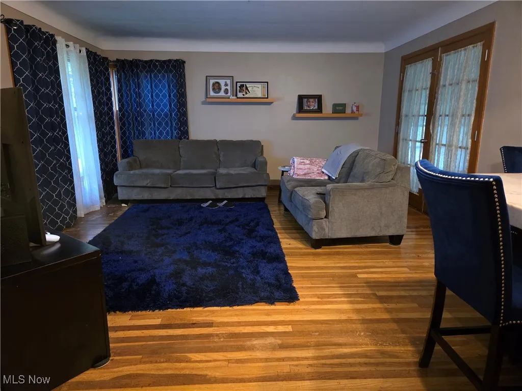 Living room with wood finished floors
