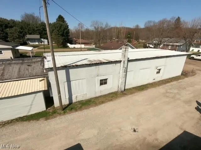 Ariel view of side of building