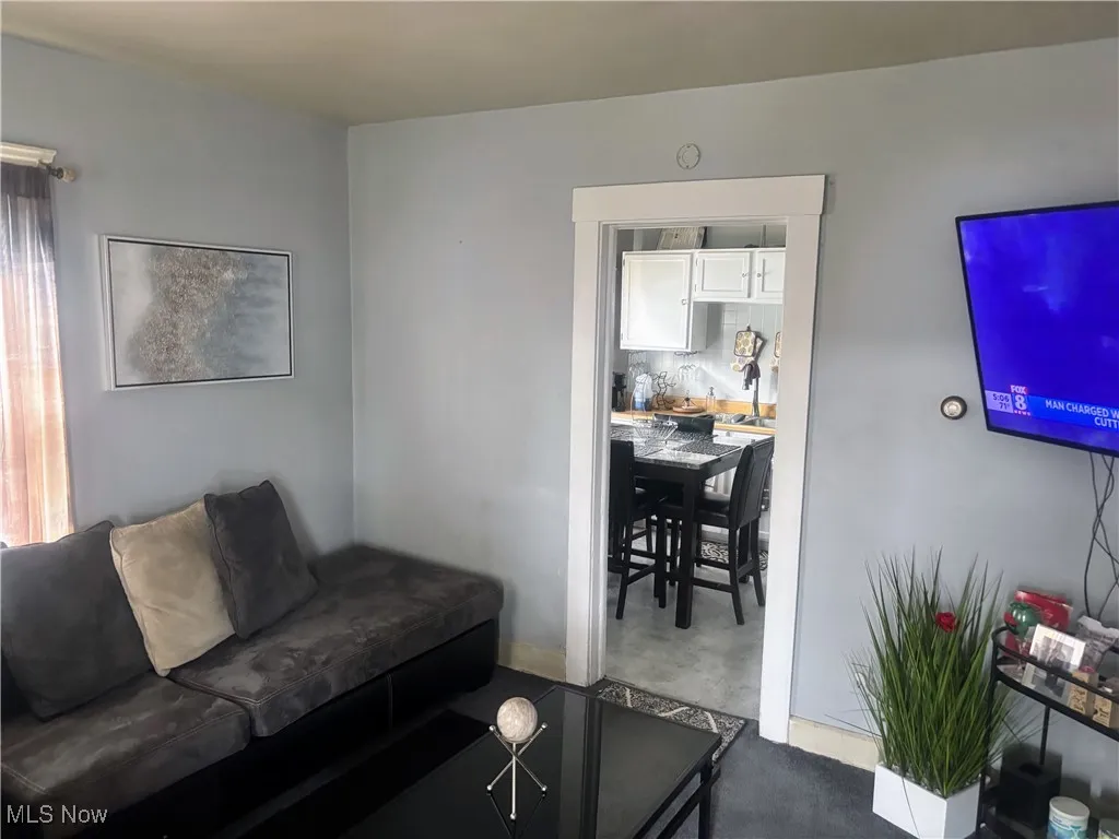 Living room featuring carpet