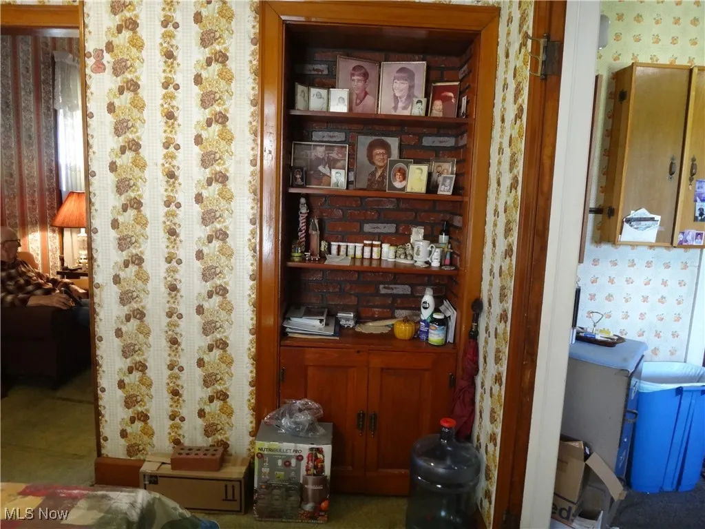 Built in china cupboard in dining room.