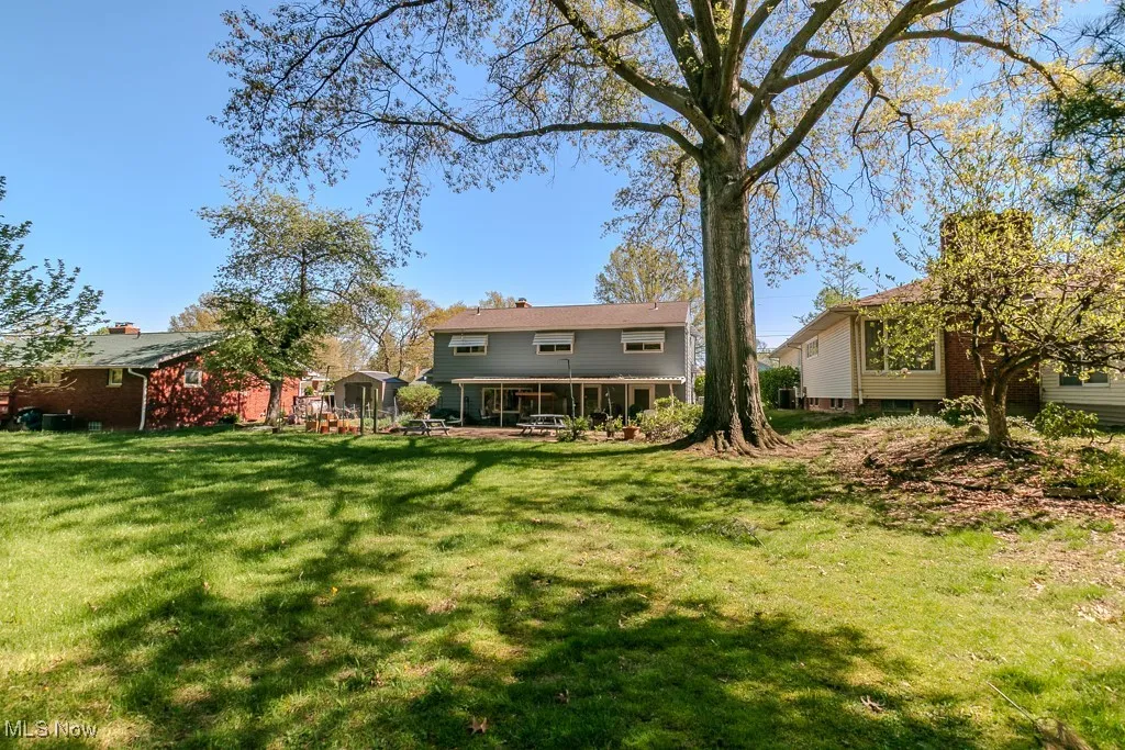 Back of property featuring a yard