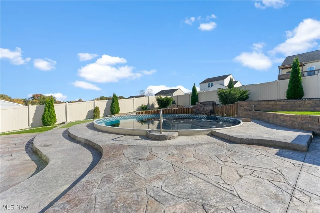 View of pool featuring a fenced in pool, a fenced backyard, and a patio