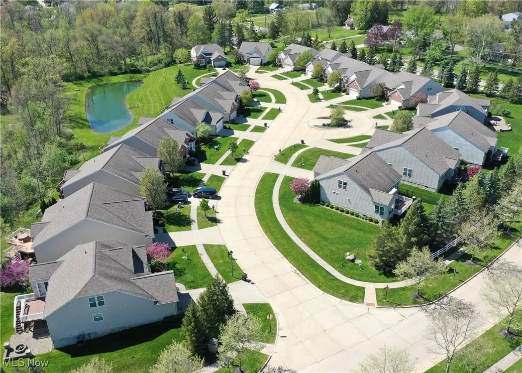 Birds eye view of property featuring a residential view and a water view