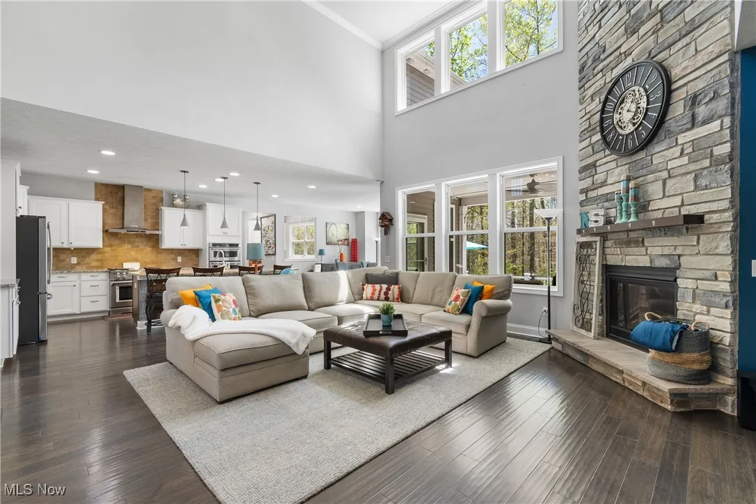 Living area featuring dark wood finished floors and a wealth of natural light