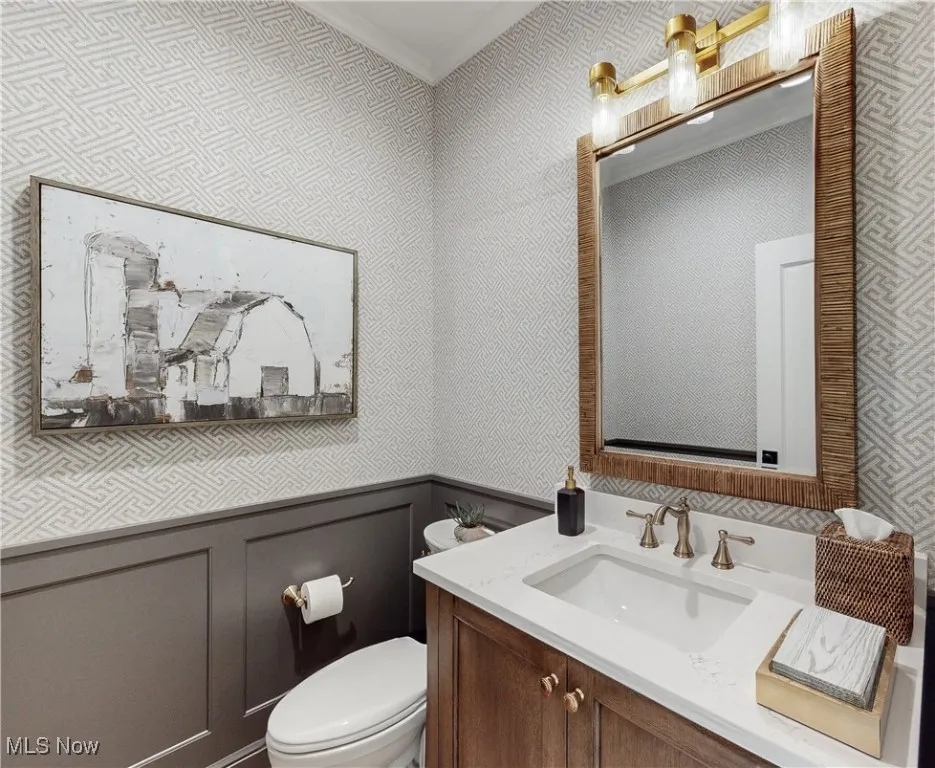 Powder Room with Wainscotting