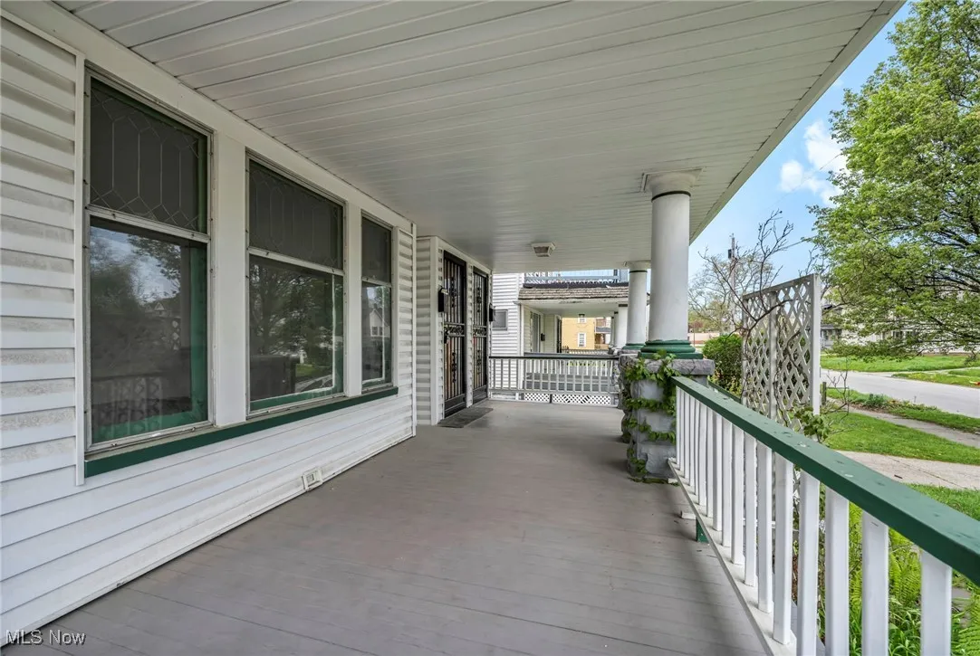 Wooden terrace with covered porch