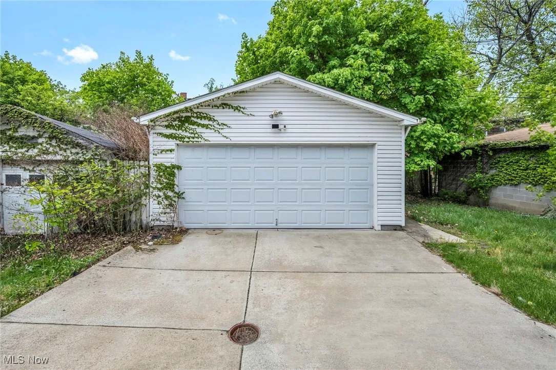 View of detached garage