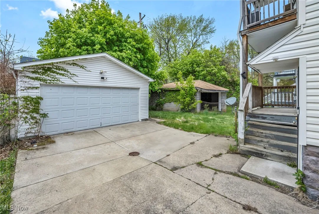 View of detached garage